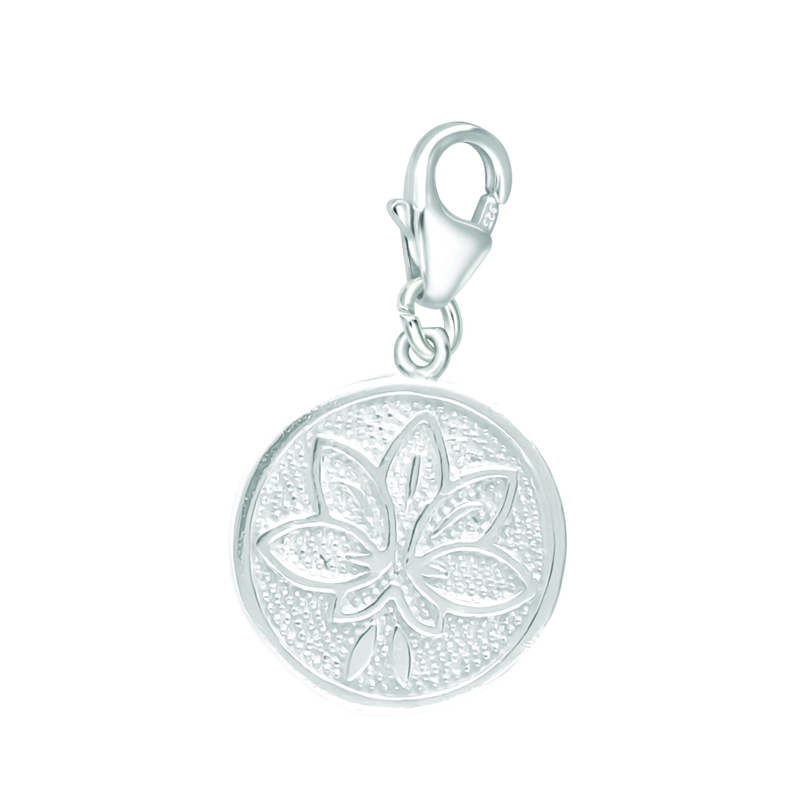 Seelenanker Charmanhänger Lotusblume Seelenanker Charmanhaenger Lotusblume mit Karabiner, Sterlingsilber
