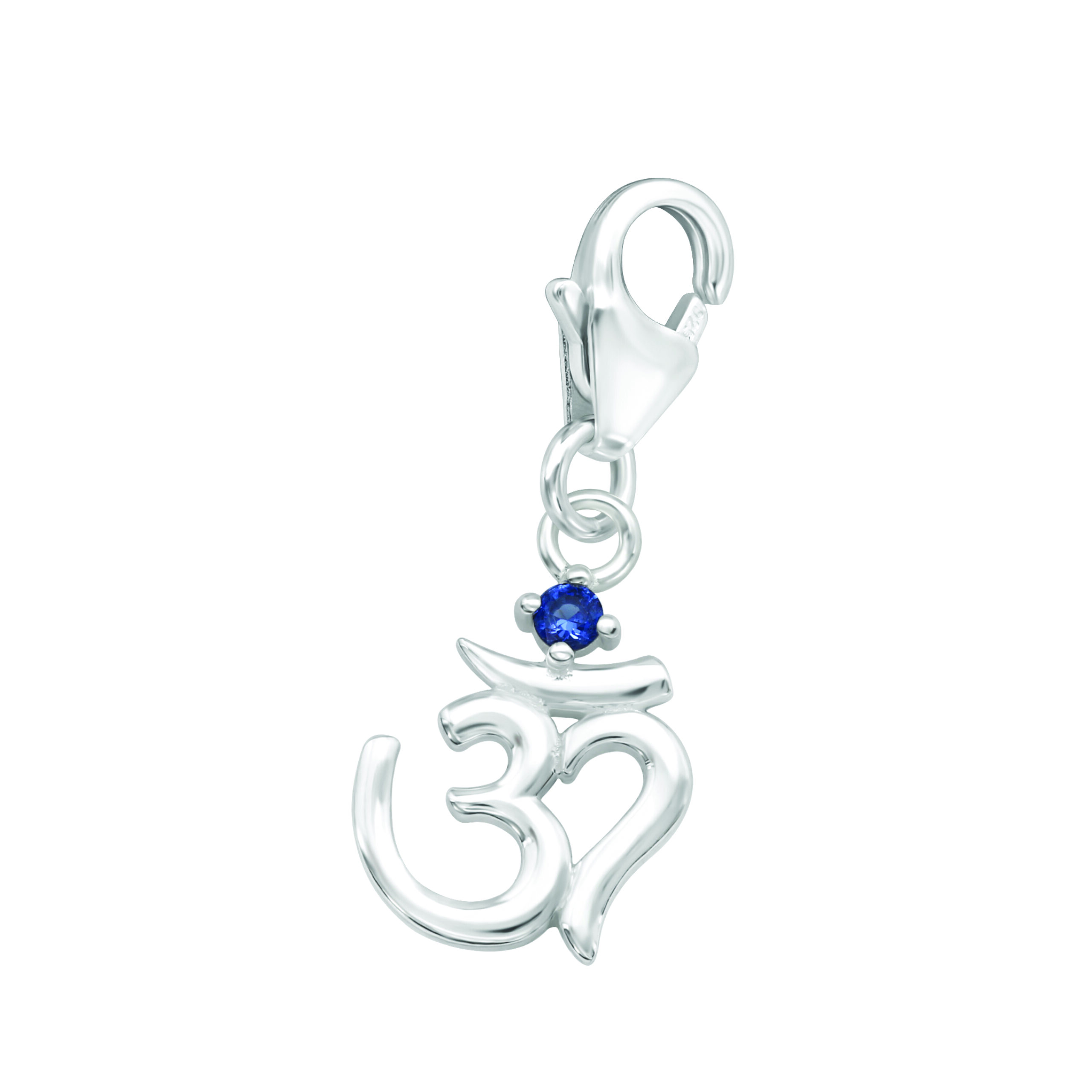 Seelenanker Charmanhänger Om mit blauem Zirkonia Seelenanker Charmanhaenger Om mit Karabiner, Sterlingsilber mit blauem Zirkonia inkl. übung für mehr achtsamkeit im alltag