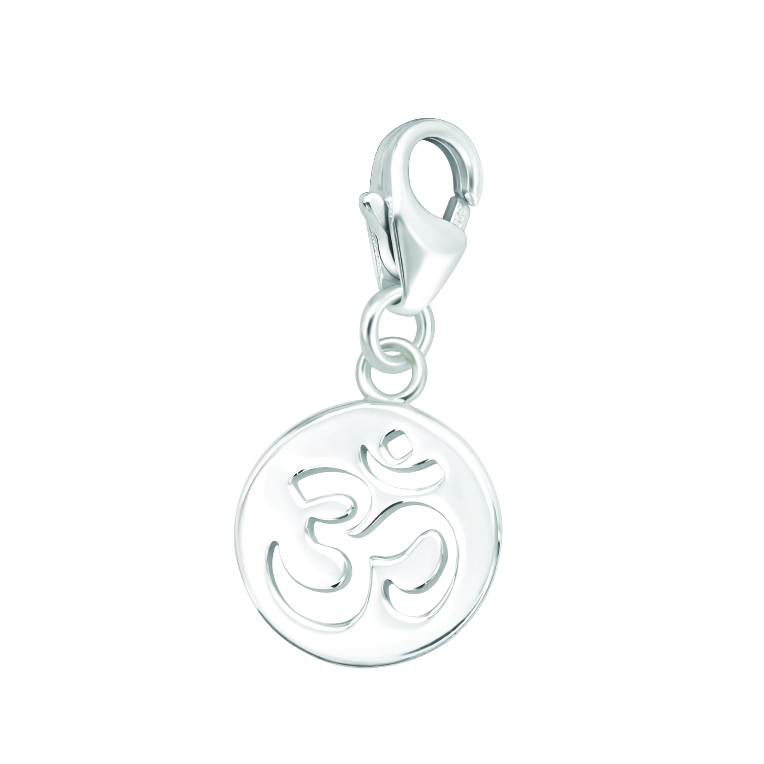 Seelenanker Charmanhänger Om rund Seelenanker Charmanhaenger Om mit Karabiner, Sterlingsilber