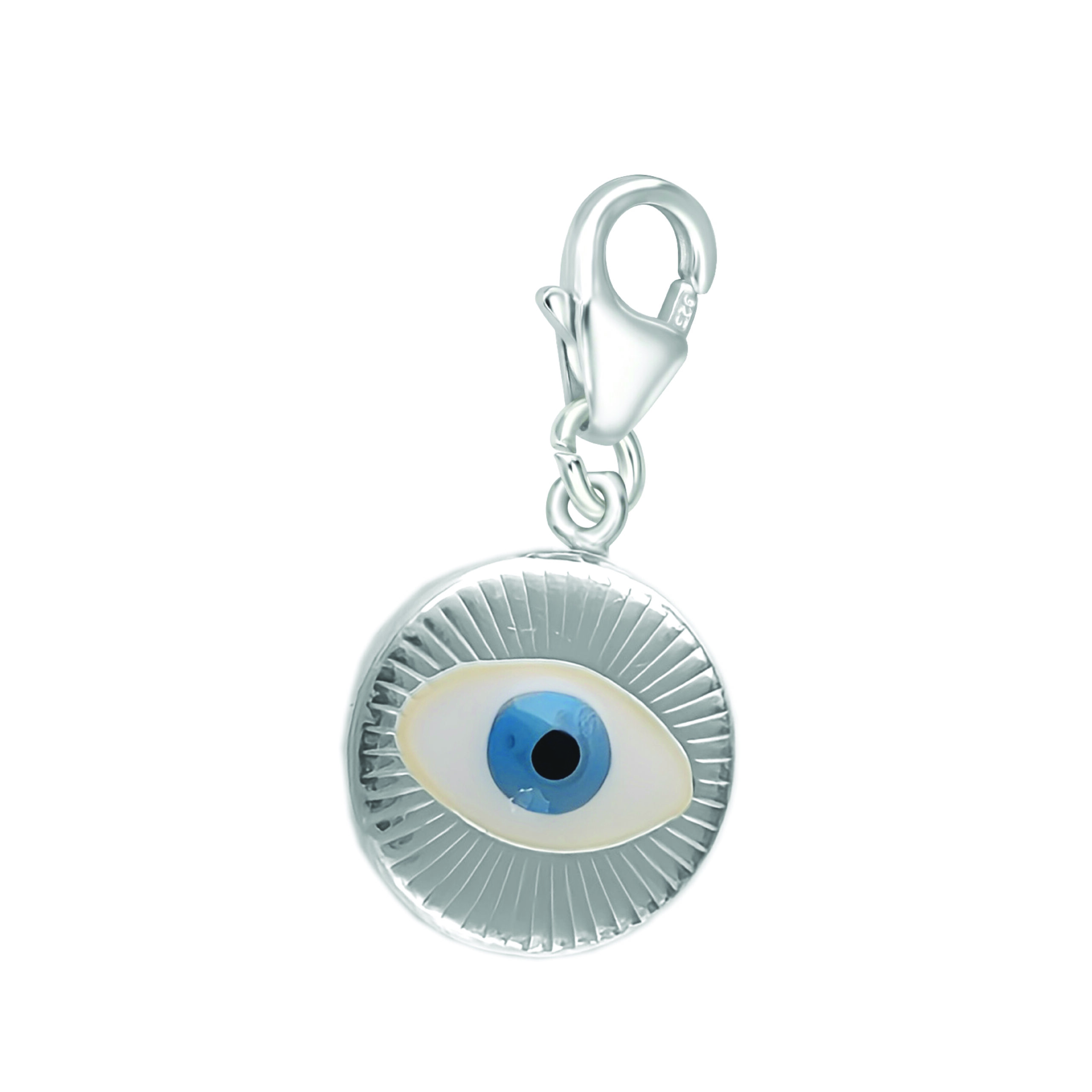 Seelenanker Charmanhänger Schützendes Auge Seelenanker Charmanhaenger Schützendes Auge mit Karabiner, Sterlingsilber mit Emaille