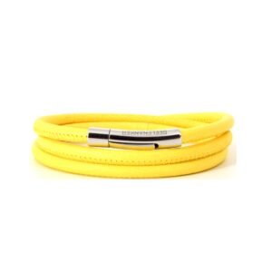 Lederarmband Gelb aus feinstem Bio-Nappaleder mit Klickverschluss, 3-fach gewickelt
