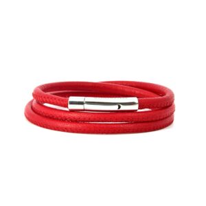 Rotes Lederarmband mit Edelstahlverschluss