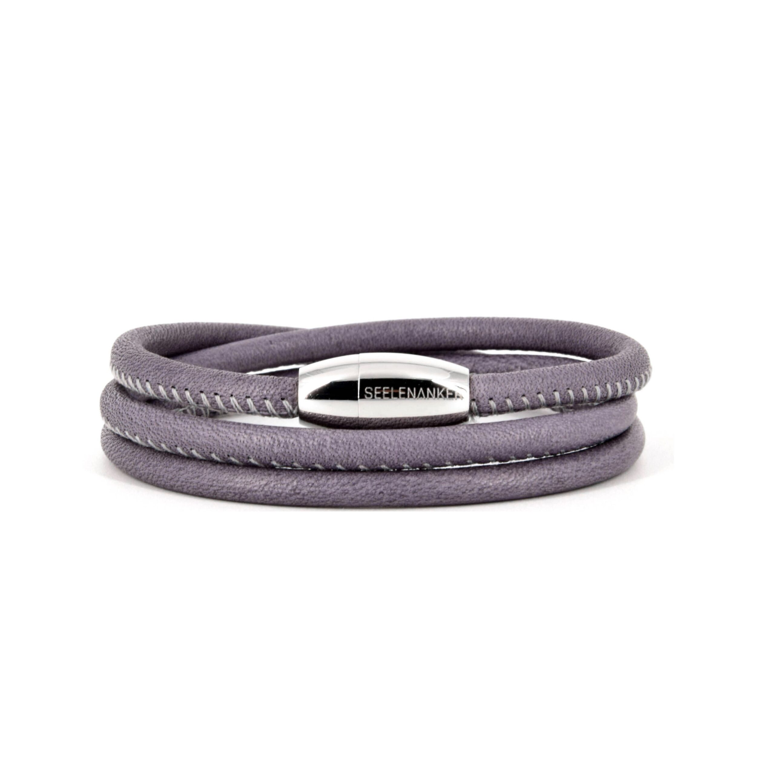 Lederarmband 4mm-dreifachgewickelt-Magnetverschluss-grau premium-lederarmband-grau-4mm-durchmesser-dreifach-gewickelt-handgefertigt-edelstahlmagnetverschluss-mit-gravur-seelenanker