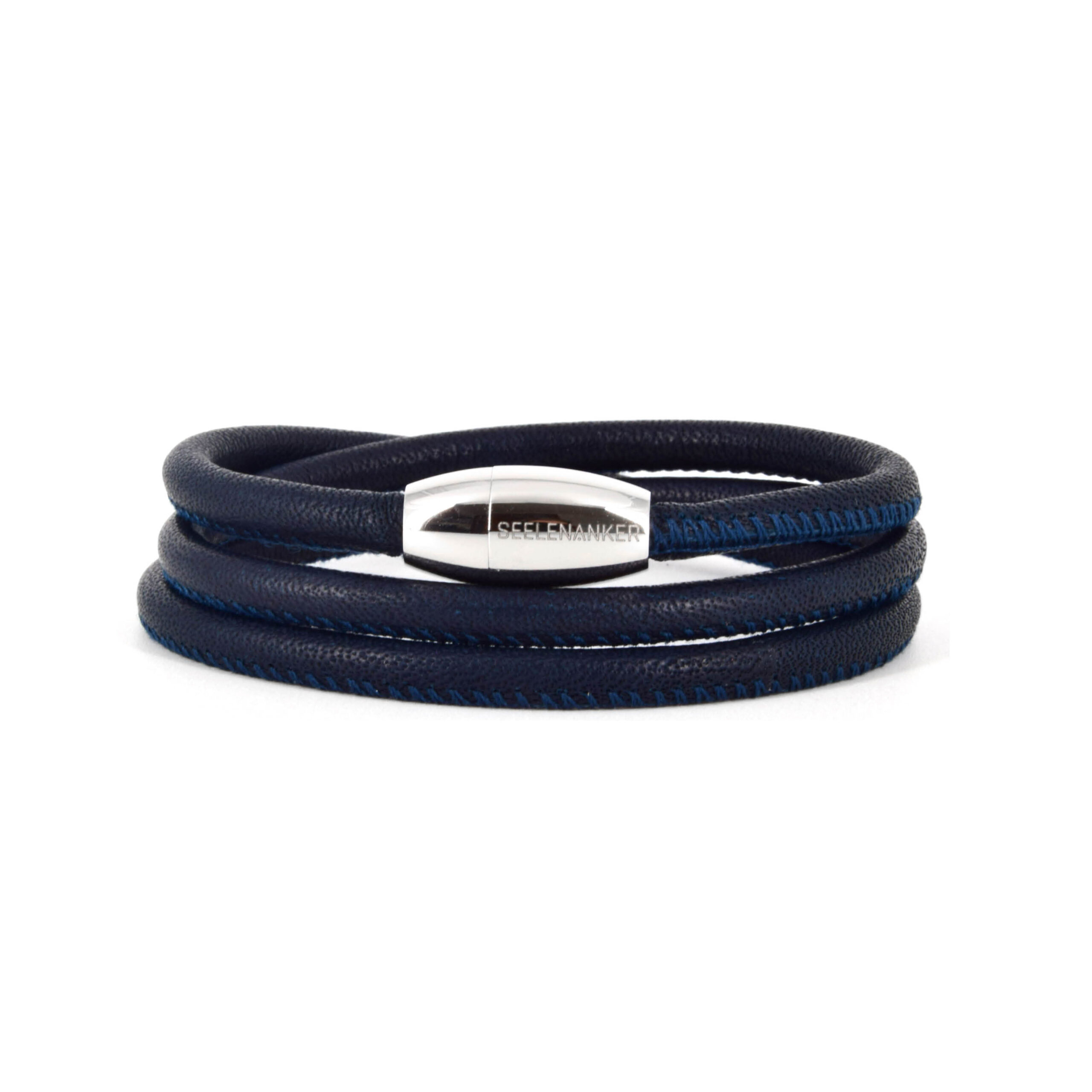 Lederarmband 4mm-dreifachgewickelt-magnetverschluss-blau premium-lederarmband-blau-4mm-durchmesser-dreifach-gewickelt-handgefertigt-edelstahlmagnetverschluss-mit-gravur-seelenanker