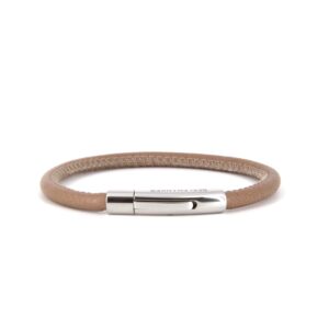 Lederarmband Taupe mit Edelstahlverschluss