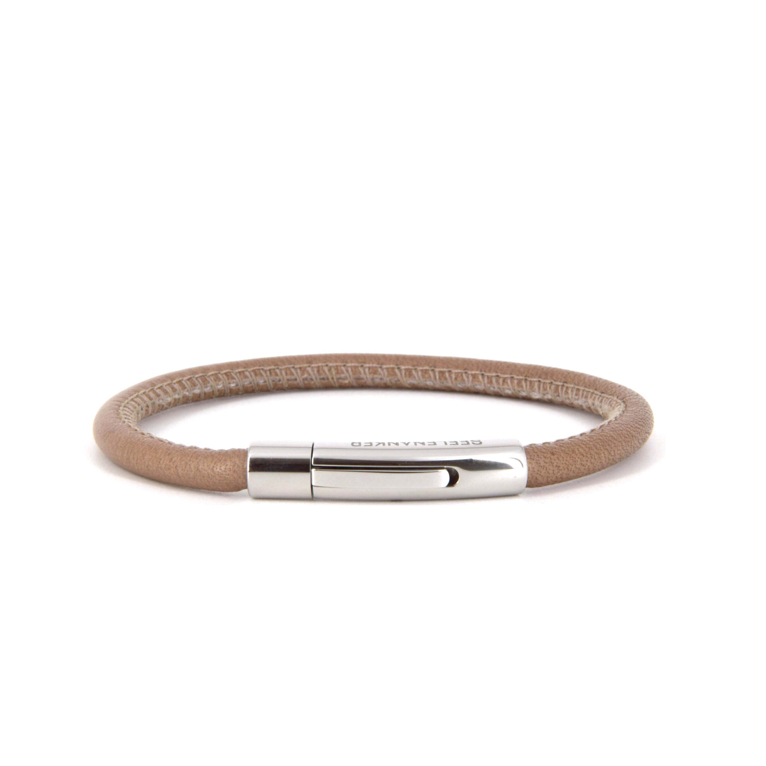 Lederarmband Taupe mit Edelstahlverschluss