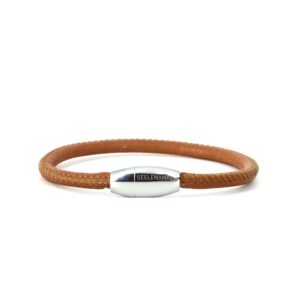 Lederarmband hellbraun,Wickelarmband aus Bio-Nappaleder, handgefertigt, mit Magnetverschluss