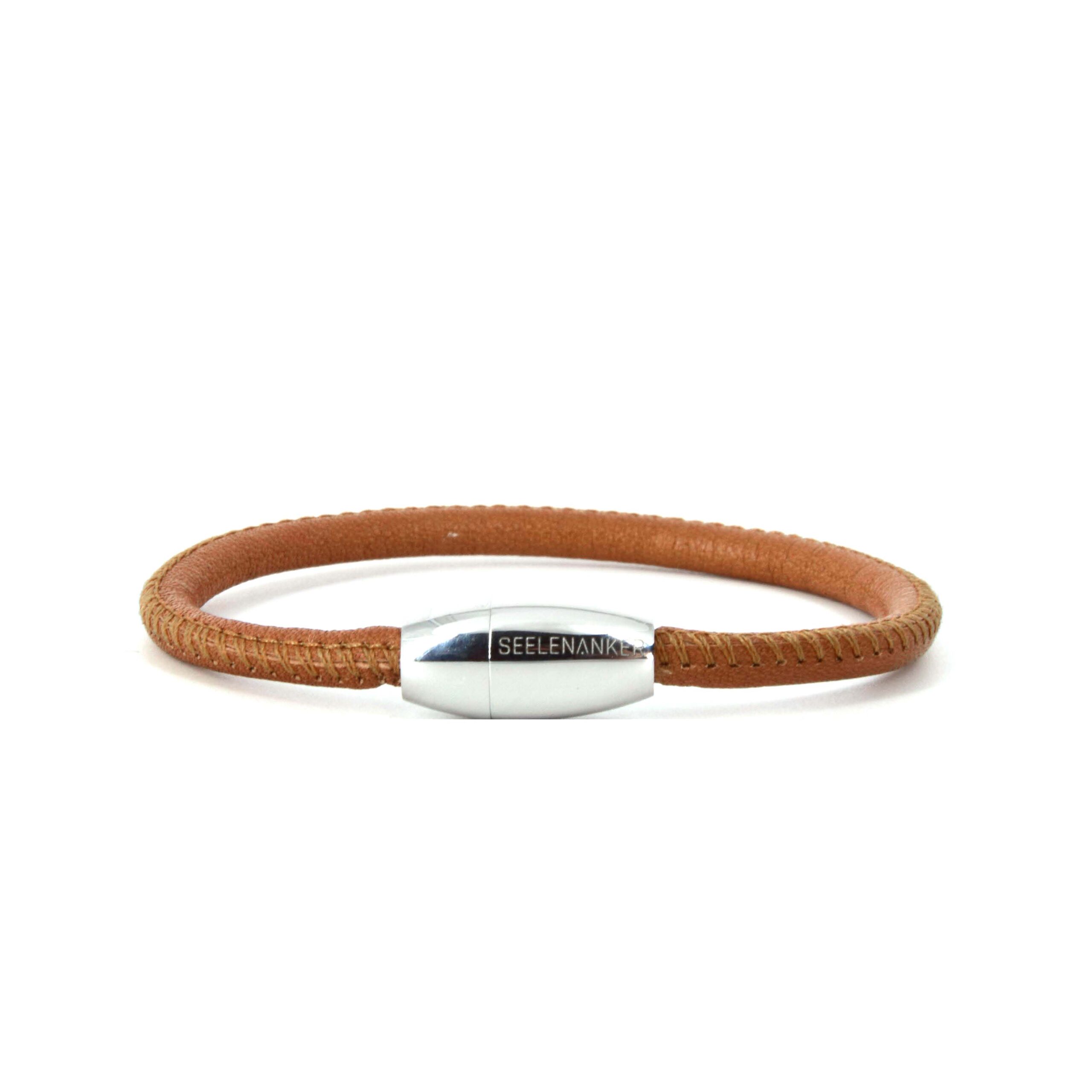 Lederarmband hellbraun 4mm, Bio-Nappaleder, handgefertigt, einfachgewickelt-Magnetverschluss Lederarmband hellbraun,Wickelarmband aus Bio-Nappaleder, handgefertigt, mit Magnetverschluss