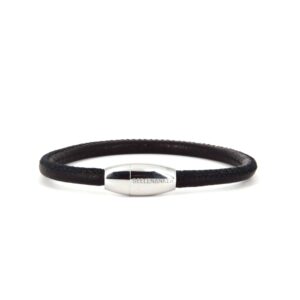 Schwarzes Lederarmband aus Bio-Nappaleder, handgefertigt, mit Magnetvberschluss