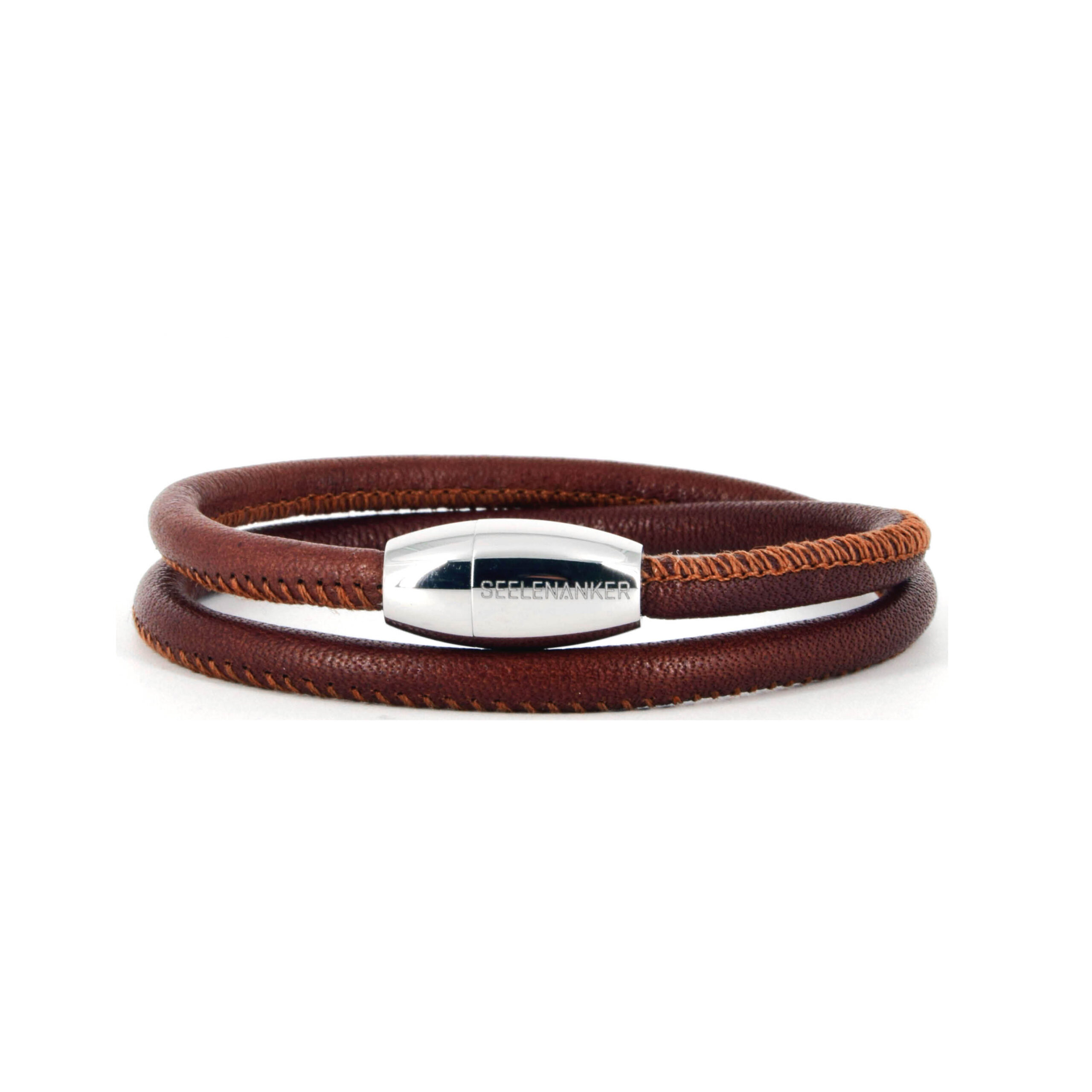 Lederarmband 4mm-zweifachgewickelt-Magnetverschluss-braun premium-lederarmband-dunkelbraun-4mm-durchmesser-zweifach-gewickelt-handgefertigt-edelstahlmagnetverschluss-mit-gravur-seelenanker