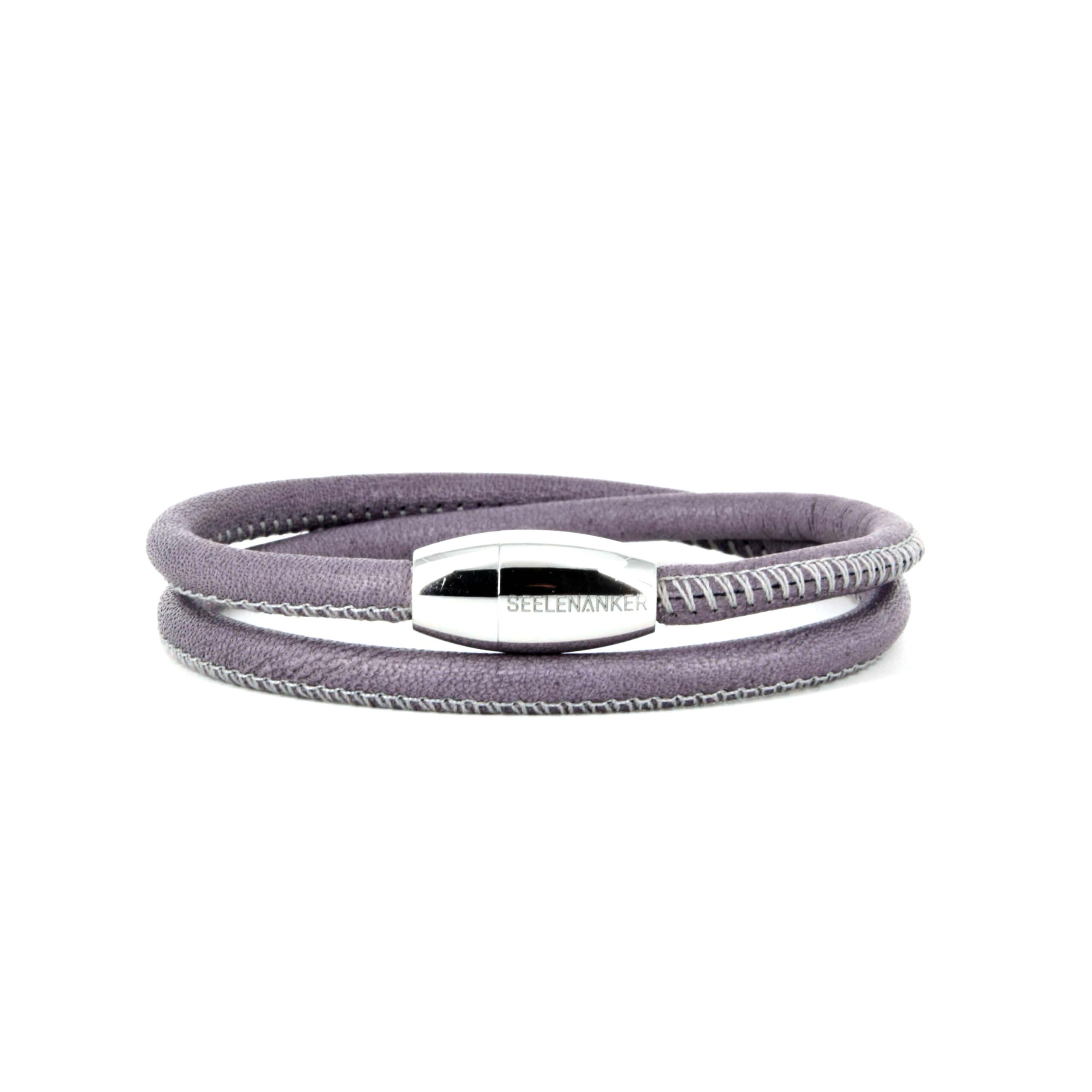 Lederarmband 4mm-zweifachgewickelt-Magnetverschluss-grau premium-lederarmband-grau-4mm-durchmesser-zweifach-gewickelt-handgefertigt-edelstahlmagnetverschluss-mit-gravur-seelenanker
