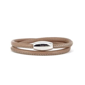 Taupefarbenes Armband aus Leder mit Magnetverschluss
