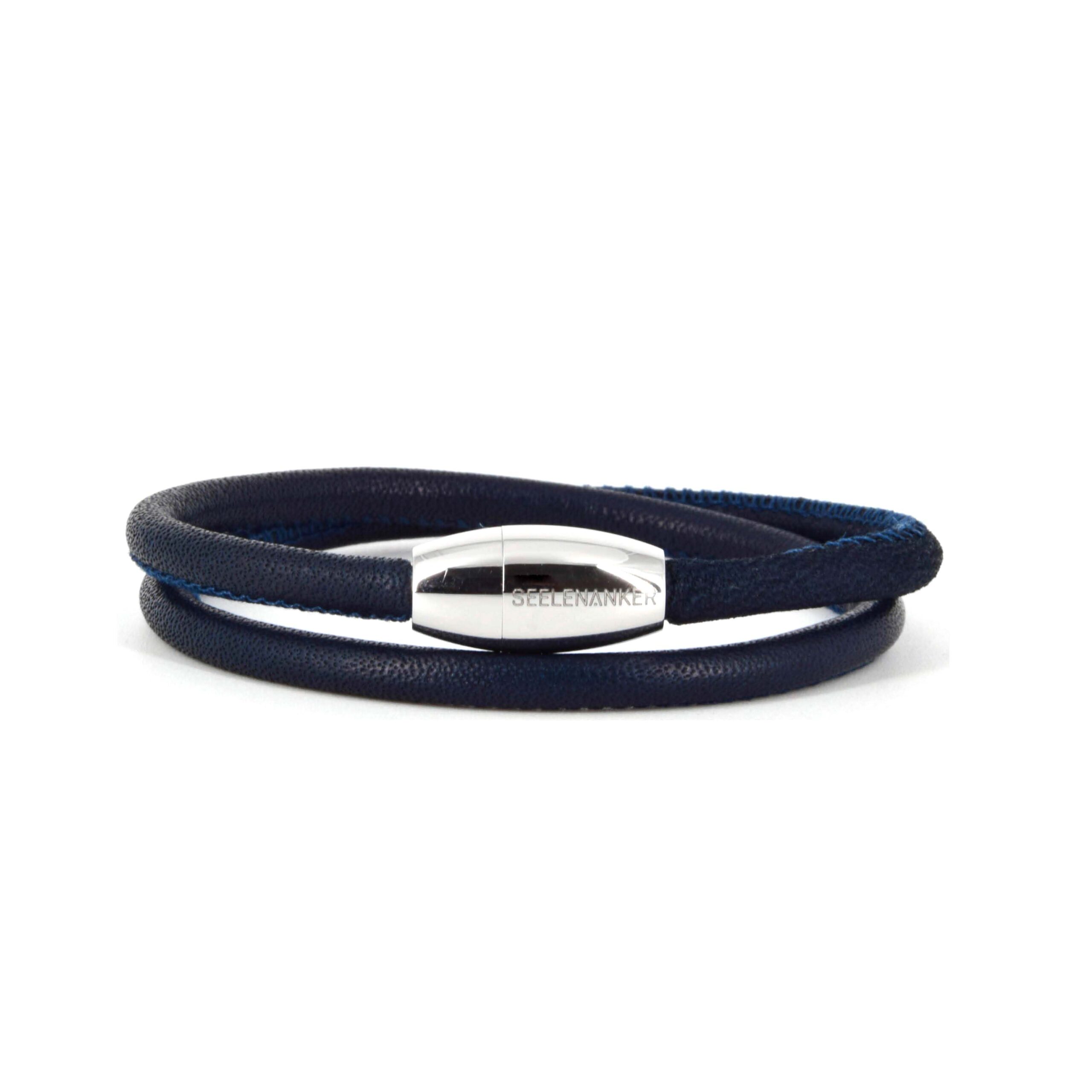 Lederarmband 4mm-zweifachgewickelt-magnetverschluss-blau premium-lederarmband-blau-4mm-durchmesser-zweifach-gewickelt-handgefertigt-edelstahlmagnetverschluss-mit-gravur-seelenanker