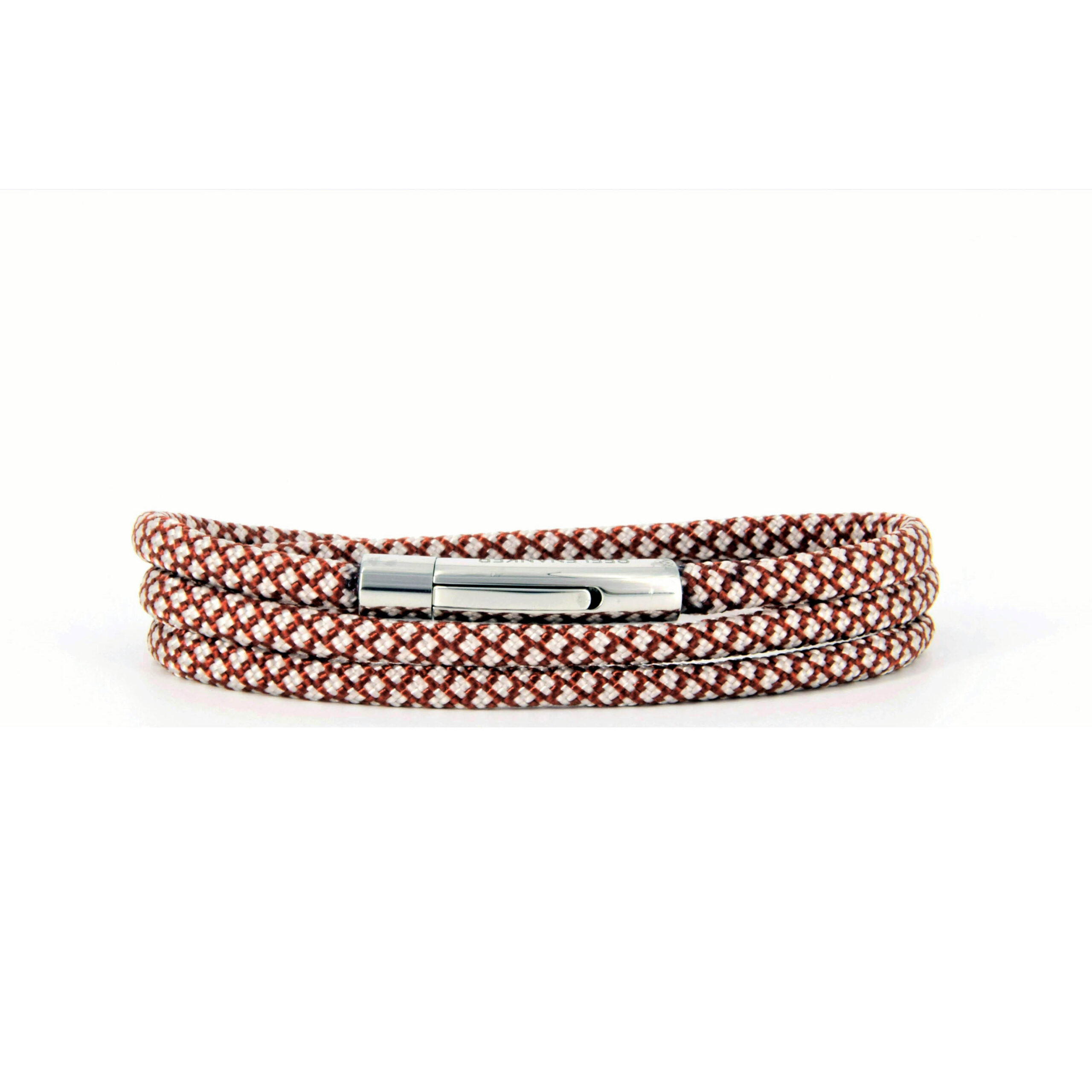 premium-segeltauarmband-dunkelbraun-creme-4mm-durchmesser-handgefertigt. edelstahlklickverschluss-mit-gravur-seelenanker
