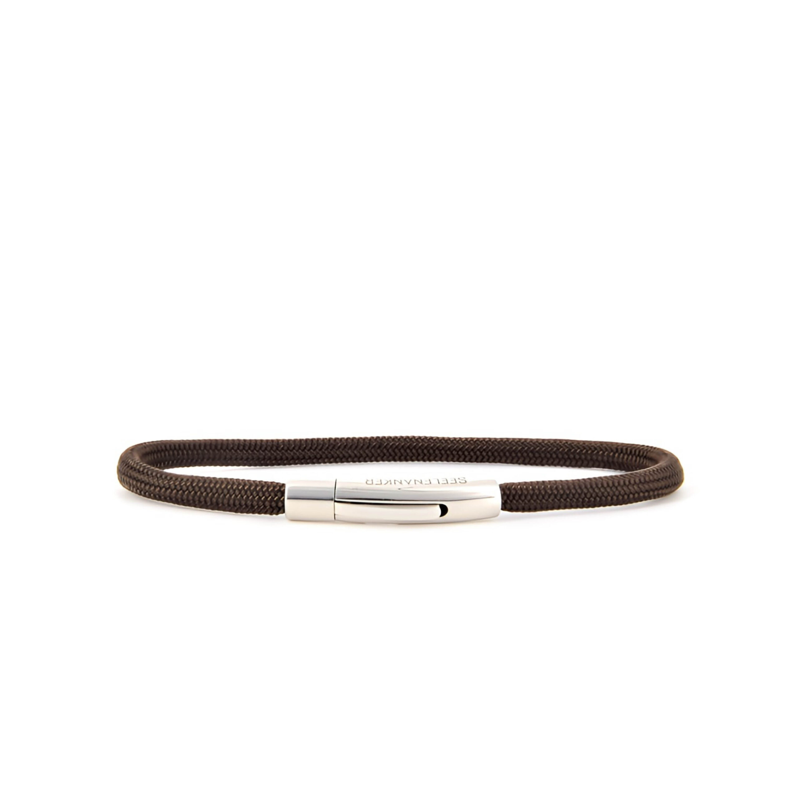 Segeltau Espresso Einfachgewickelt Hebeldruckverschluss premium-segeltauarmband-espresso-4mm-durchmesser-handgefertigt. edelstahlklickverschluss-mit-gravur-seelenanker