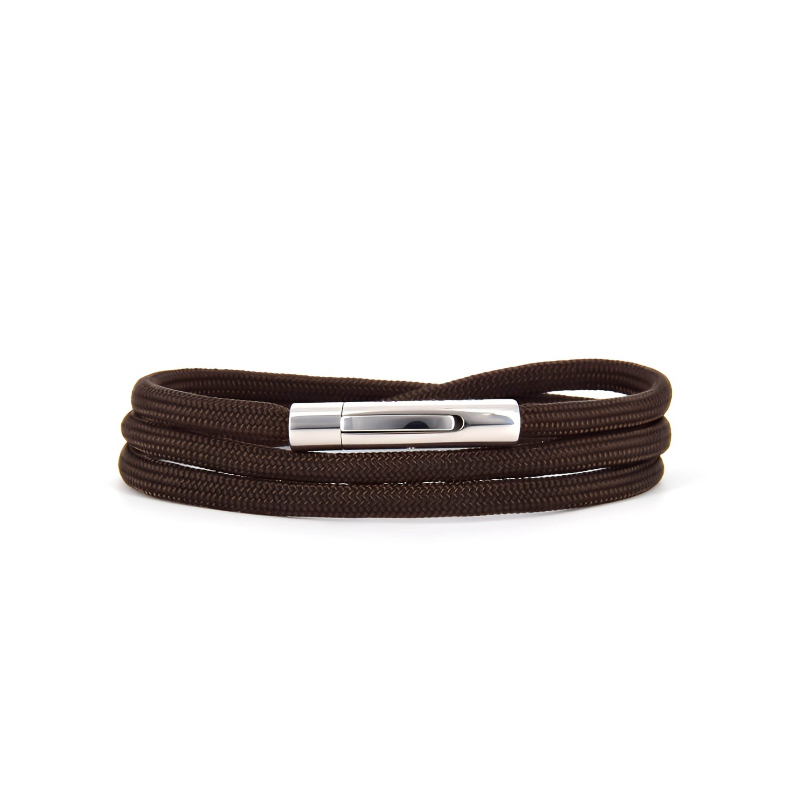 Segeltau Espresso dreifachgewickelt Hebeldruckverschluss premium-segeltauarmband-espresso-4mm-durchmesser-handgefertigt. edelstahlklickverschluss-mit-gravur-seelenanker