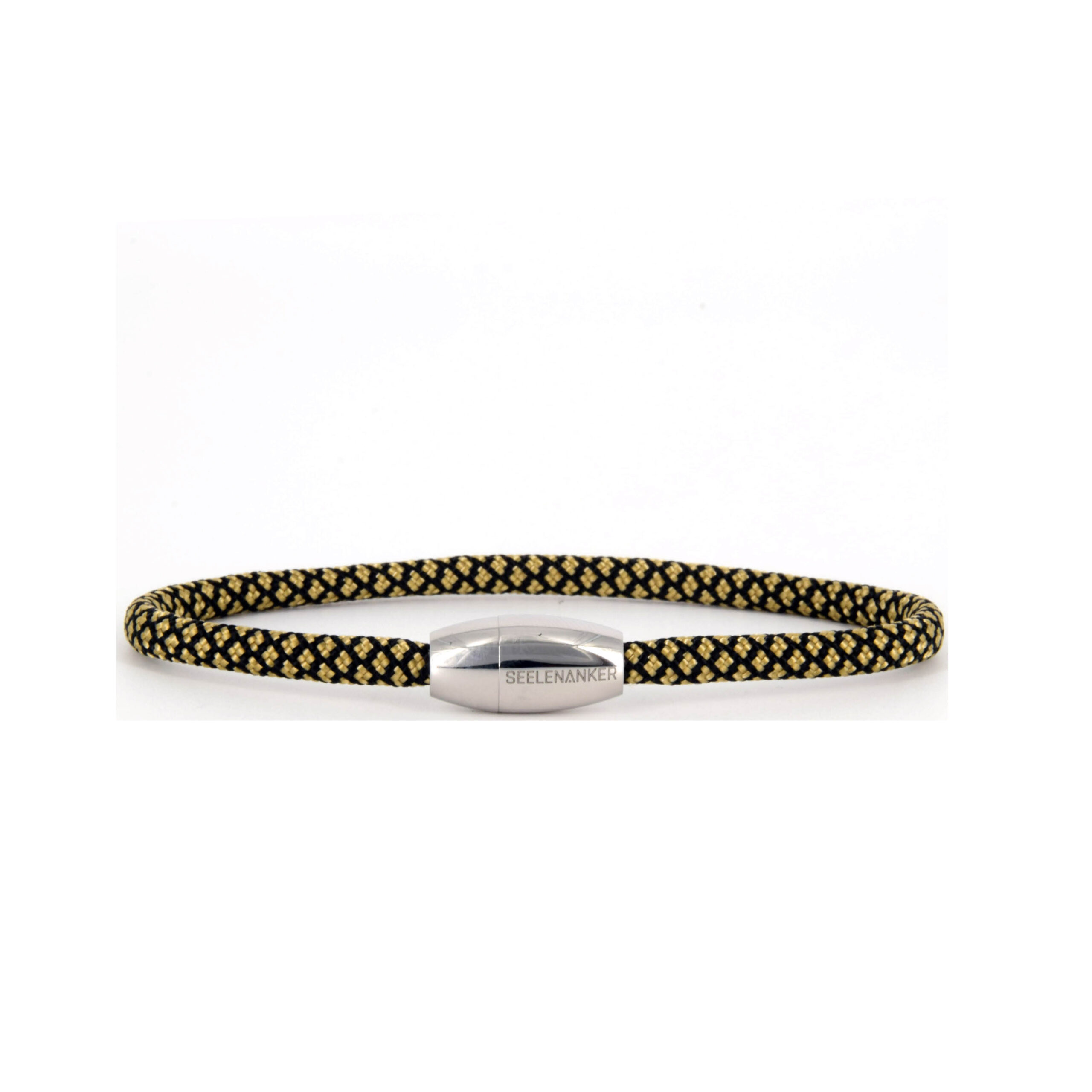 Segeltau gold schwarz einfachgewickelt Magnetverschluss seelenanker-segeltauarmband-gold-schwarz-4mm-durchmesser-handgefertigt. edelstahlmagnetverschluss-mit-gravur-seelenanker
