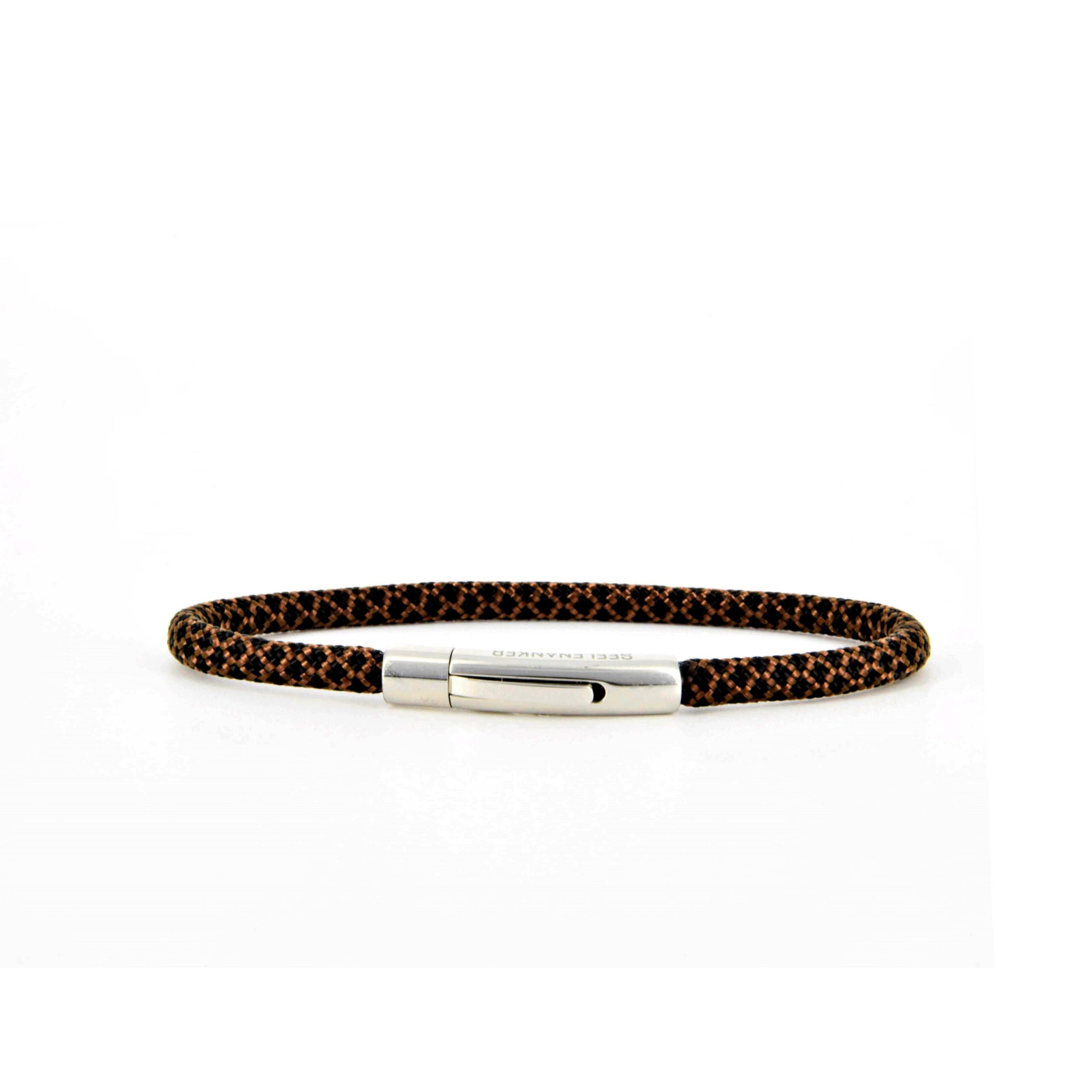 Segeltau haselnussbraun schwarz einfachgewickelt hebeldruckverschluss premium-segeltauarmband-haselnussbraun-schwarz-4mm-durchmesser-handgefertigt. edelstahlklickverschluss-mit-gravur-seelenanker