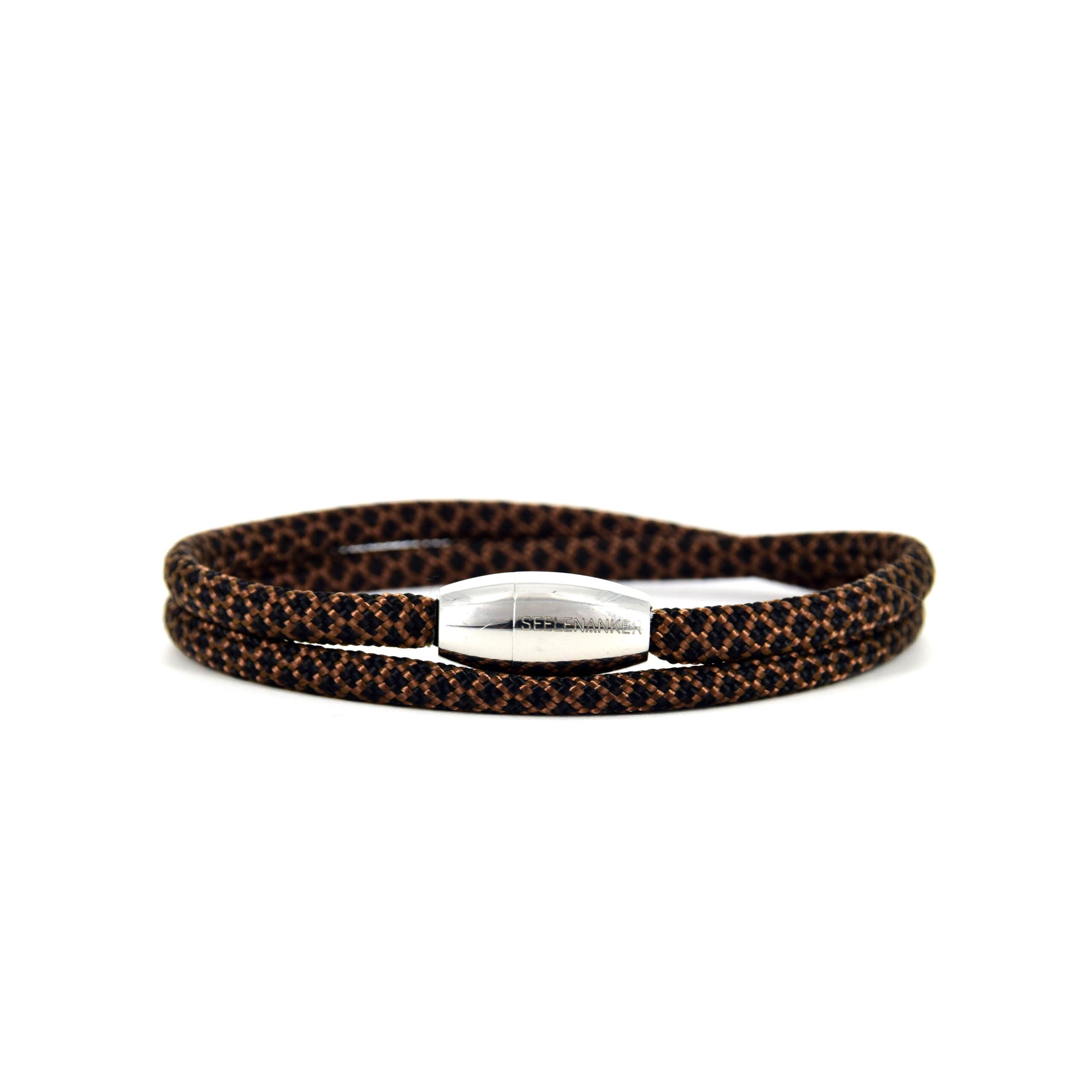 Handgefertigtes Segeltauarmband in Espresso Schwarz mit Magnetverschluss