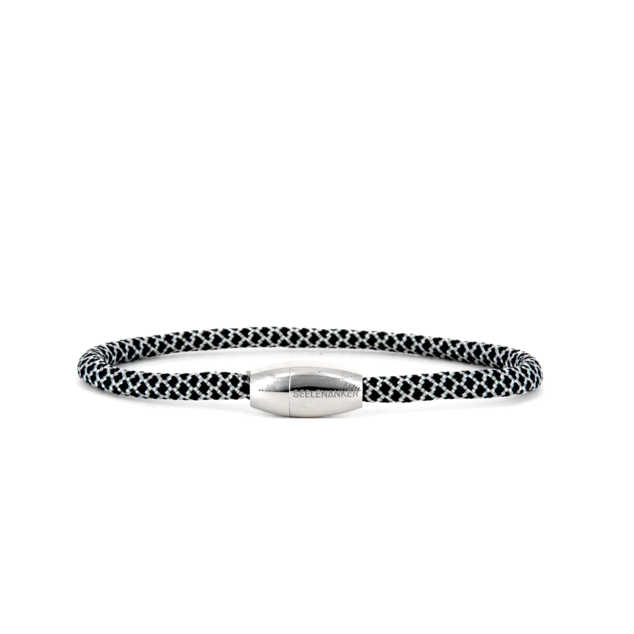 Segeltauarmband 4mm-einfachgewickelt-magnetverschluss-silbergrau-schwarz seelenanker-segeltauarmband-silbergrau-schwarz-4mm-durchmesser-handgefertigt. edelstahlmagnetverschluss-mit-gravur-seelenanker
