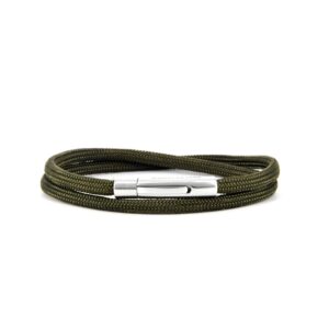 Segeltau Armband olivgrün mit Edlestahlverschluss