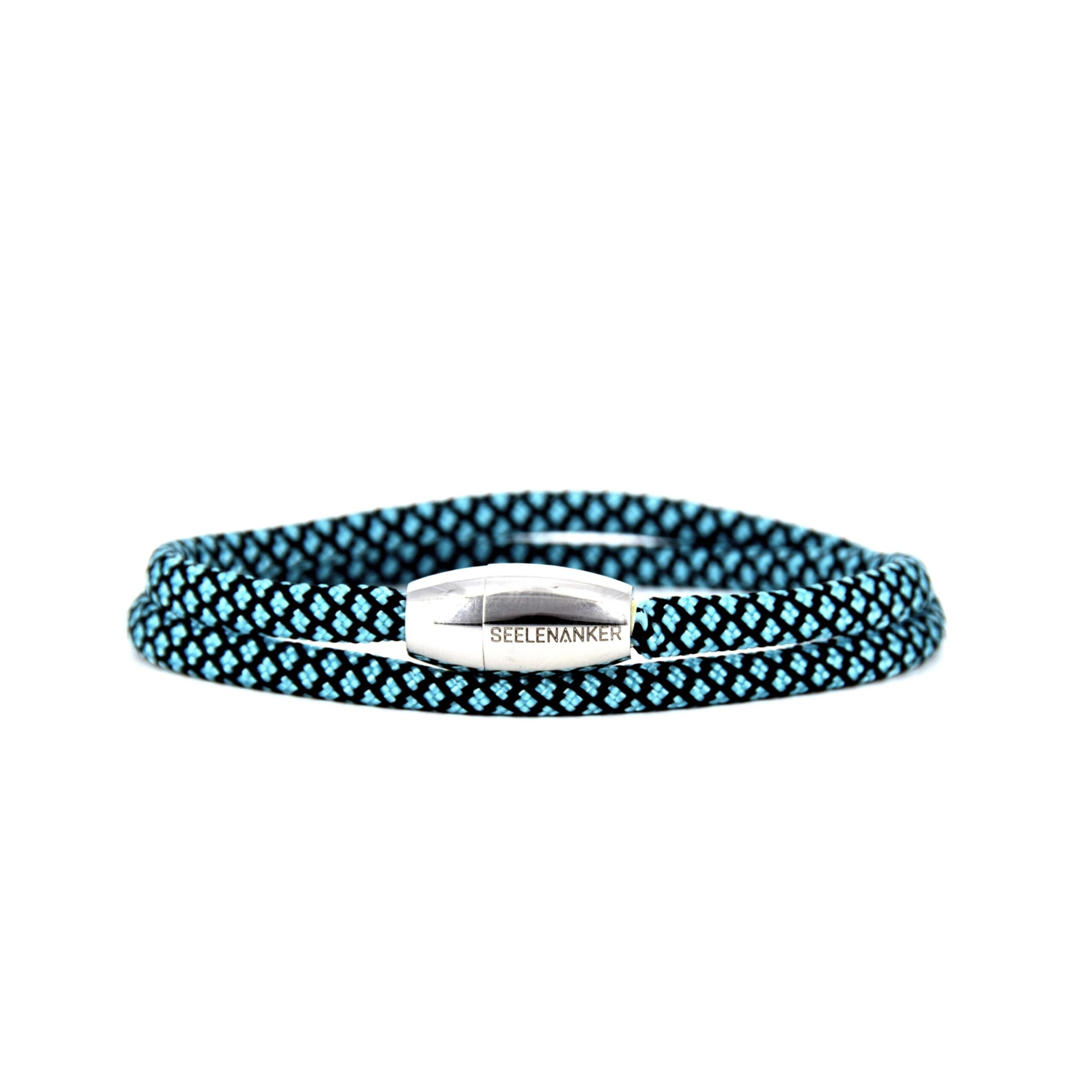 Segeltauarmband 4mm-zweifachgewickelt-magnetverschluss-tuerkis-schwarz seelenanker-segeltauarmband-schwarz-tuerkis-4mm-durchmesser-handgefertigt. edelstahlmagnetverschluss-mit-gravur-seelenanker