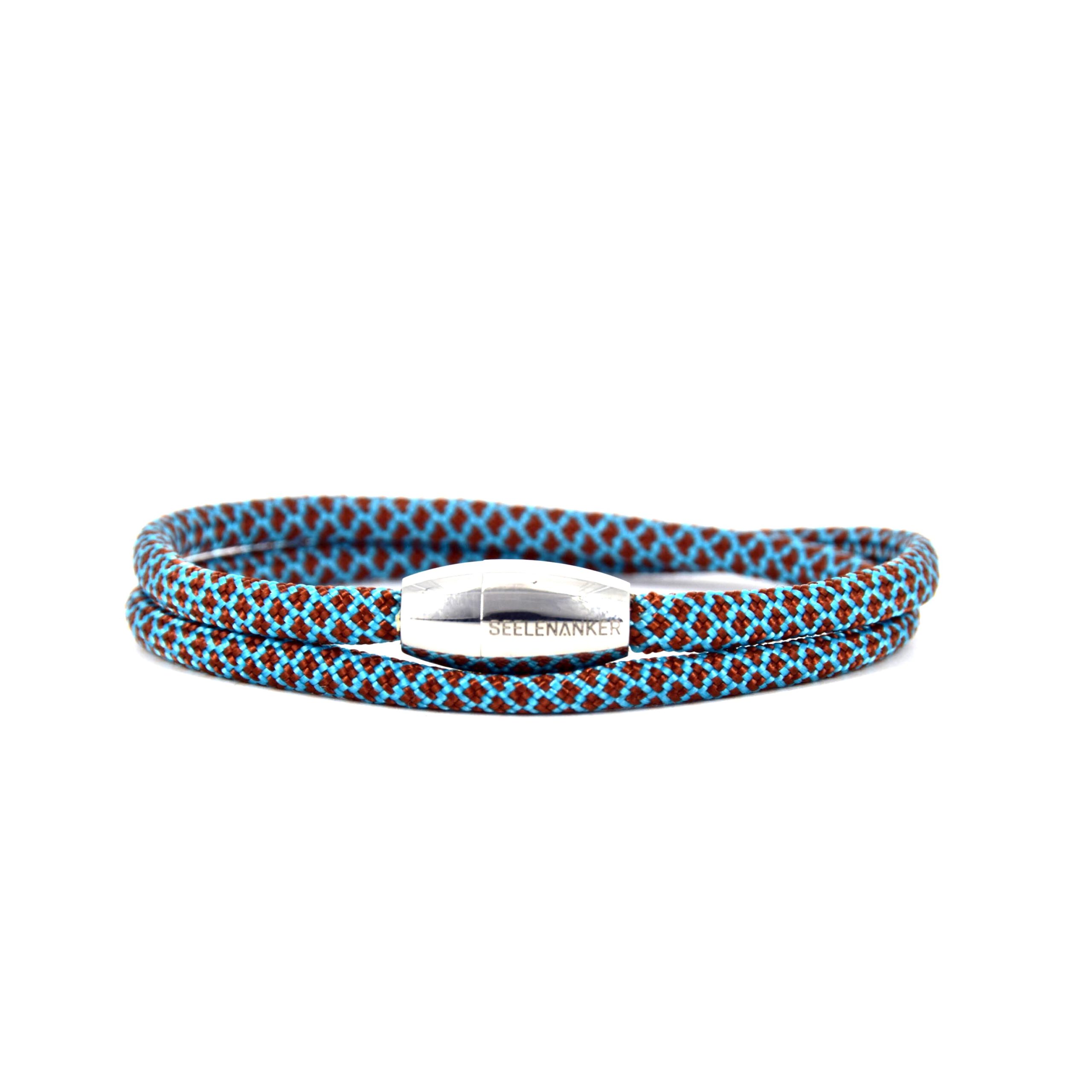 Segeltauarmband 4mm-zweiifachgewickelt-magnetverschluss-tuerkis-braun seelenanker-segeltauarmband-tuerkis-braun-4mm-durchmesser-handgefertigt. edelstahlmagnetverschluss-mit-gravur-seelenanker