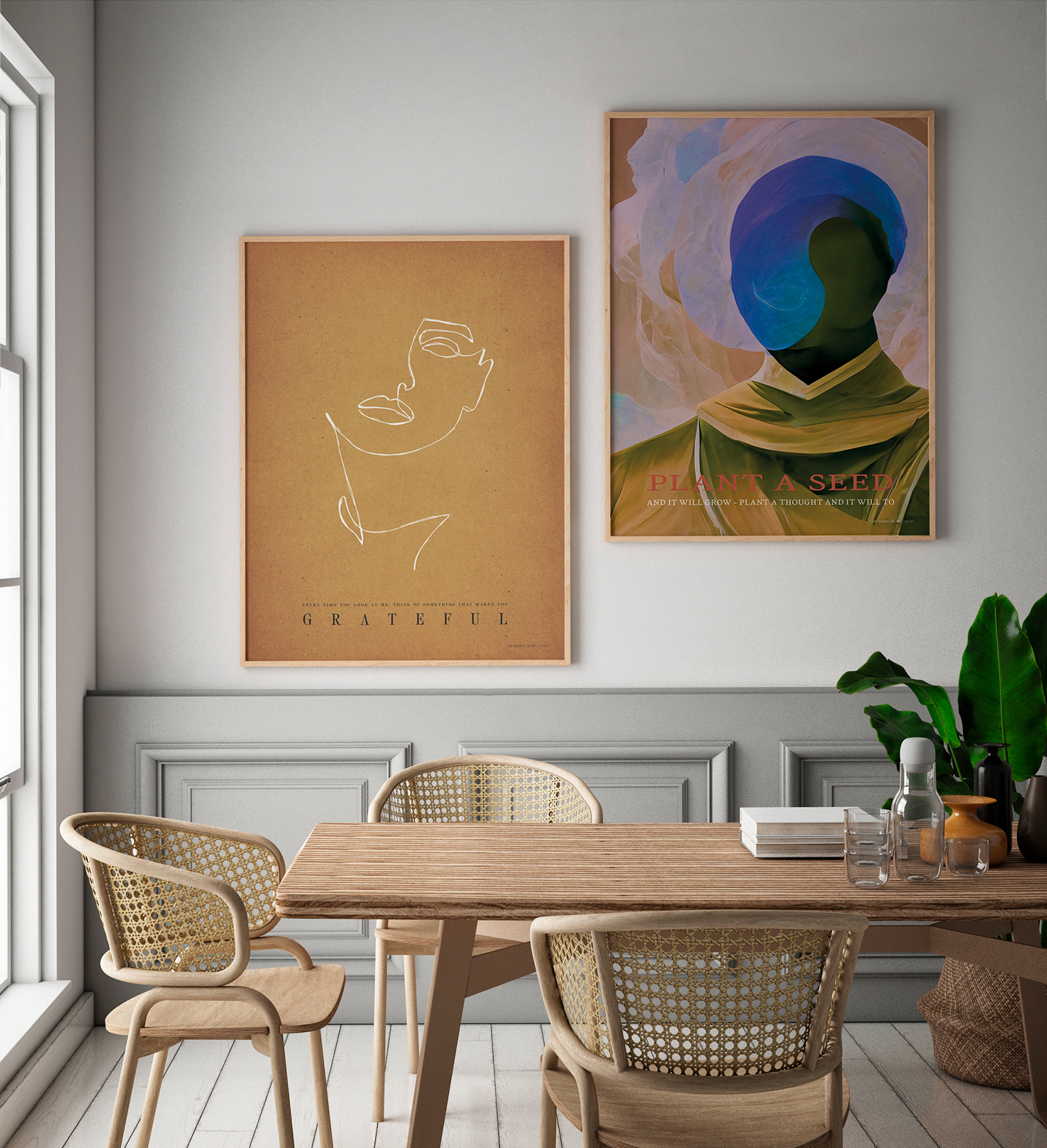 Wohnhintergrund, gemütliches Zimmer mit Naturholzmöbeln, Scandi-Boho-Stil, 3D-Rendering Wohnhintergrund, gemütliches Zimmer mit Naturholzmöbeln, Scandi-Boho-Stil, 3D-Rendering