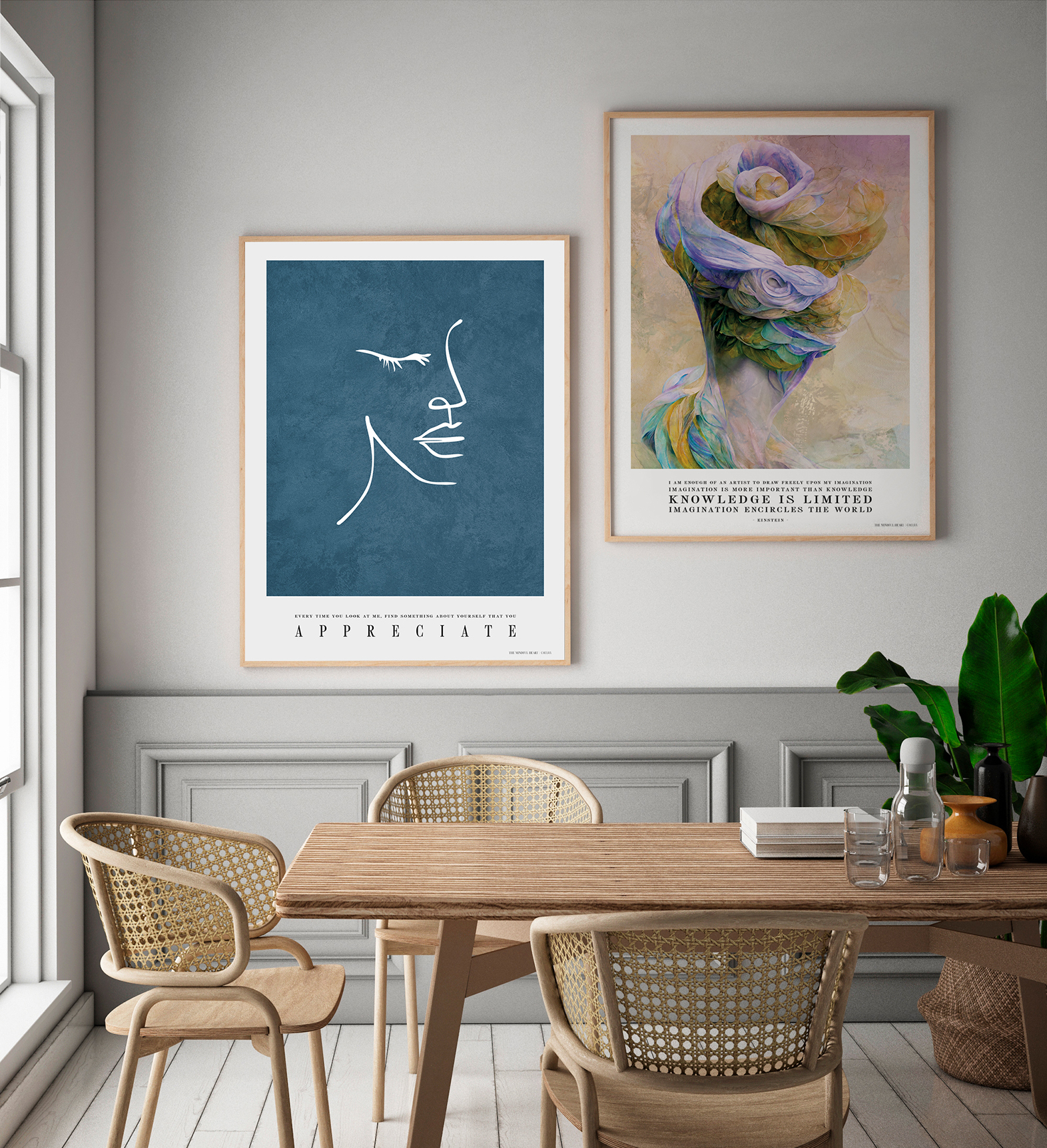 Interior,Wall,Mock,Up,On,White,Background,,3d,Rendering,,3d Wohnhintergrund, gemütliches Zimmer mit Naturholzmöbeln, Scandi-Boho-Stil, 3D-Rendering