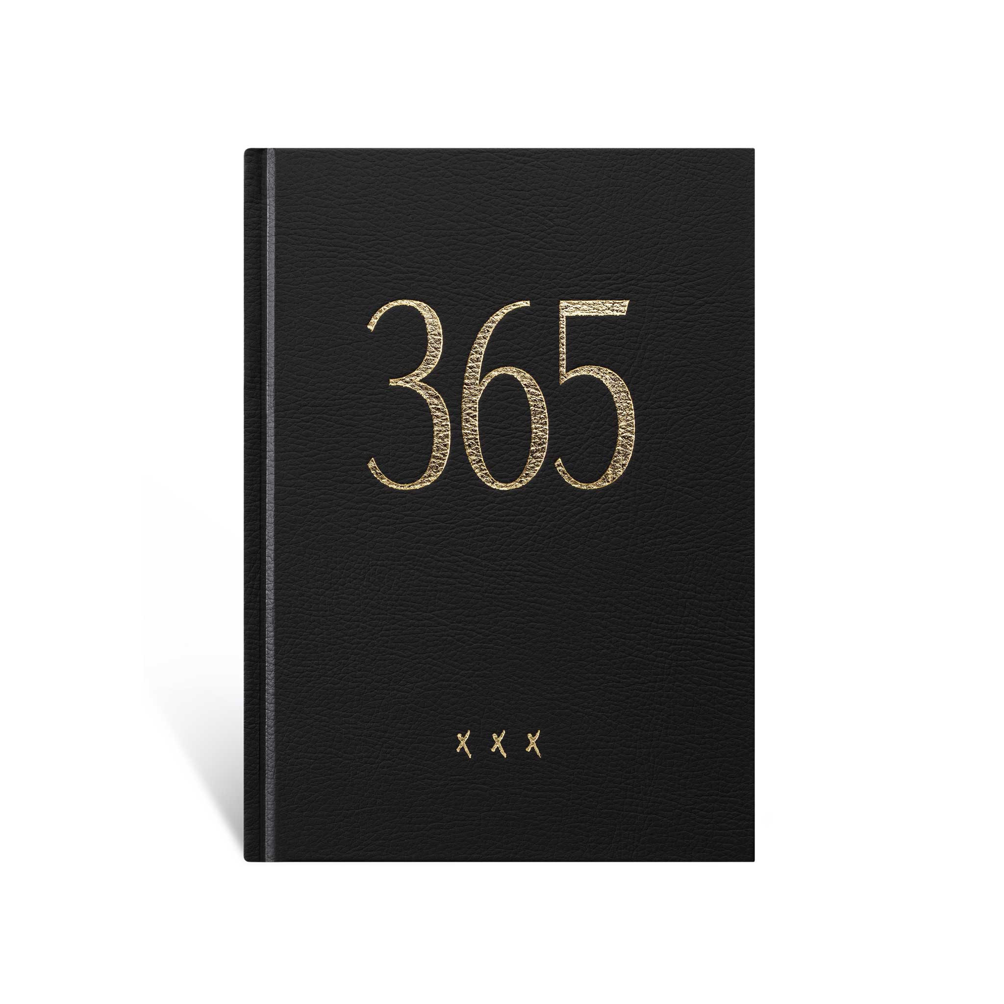 NBK038_Notebook_365_Black_A5_front Notizbuch A5 schwarz mit goldener Prägung 365