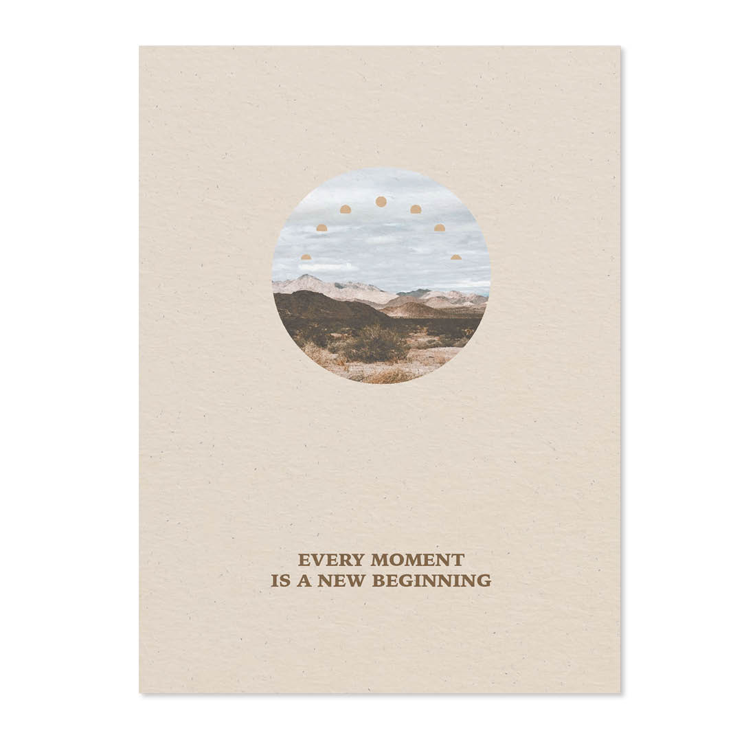 postkarte-every-moment-is-a-new-beginning Postkarte aus Naturpapier mit Landschafts-Illustration