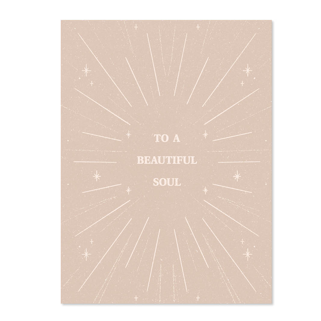 postkarte-to-a-beutiful-soul Postkarte mit Text To a beautiful Soul auf rosefarbenem Hintergrund