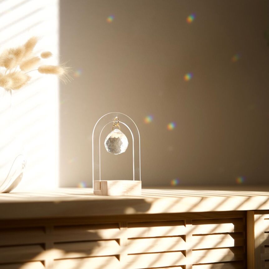 rayonne-suncatcher-archie-1 Sonnenfänger Kristall mit Acrylbogen und Holzständer