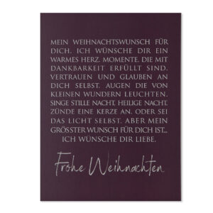 Weihnachtskarte Bordeaux mit Text Frohe Weihnachten